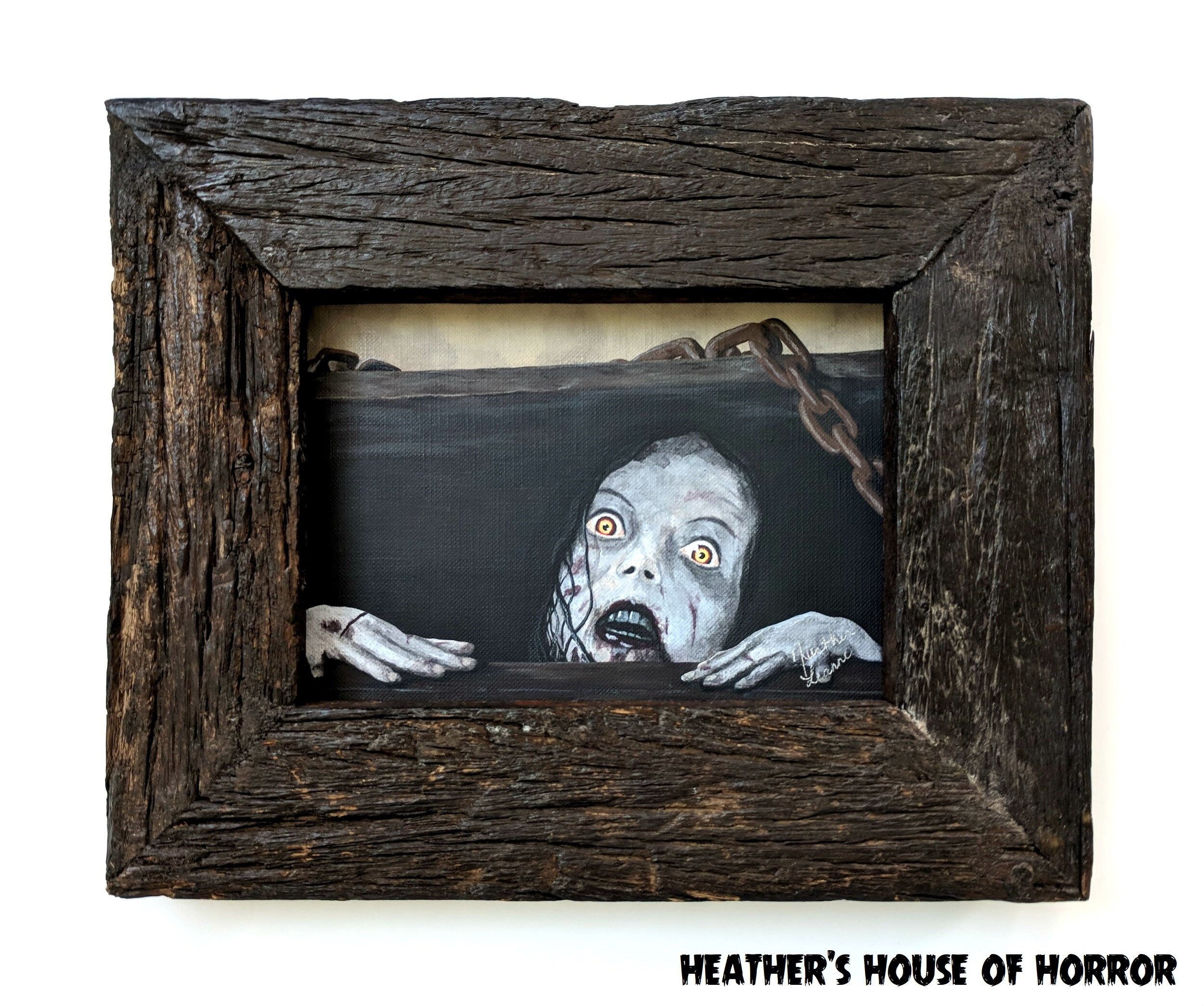 Evil Dead Painting Of Deadite Mia Horror Art Rustic Wood Etsy