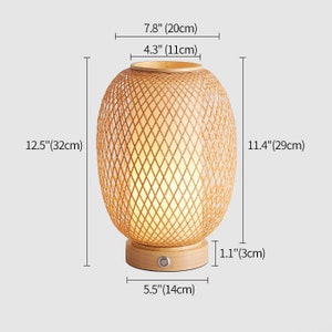 Hand Woven Bamboo Cordless Table Lamp with Rechargeable Battery image 9