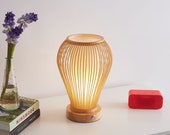 Portable Table Lamp,Wabi Sabi Home Decor,Mid-century Desk Lamp,Rattan Bamboo Weaving,Rattan Candle Holder,Bamboo Lantern,Dimming Night Light