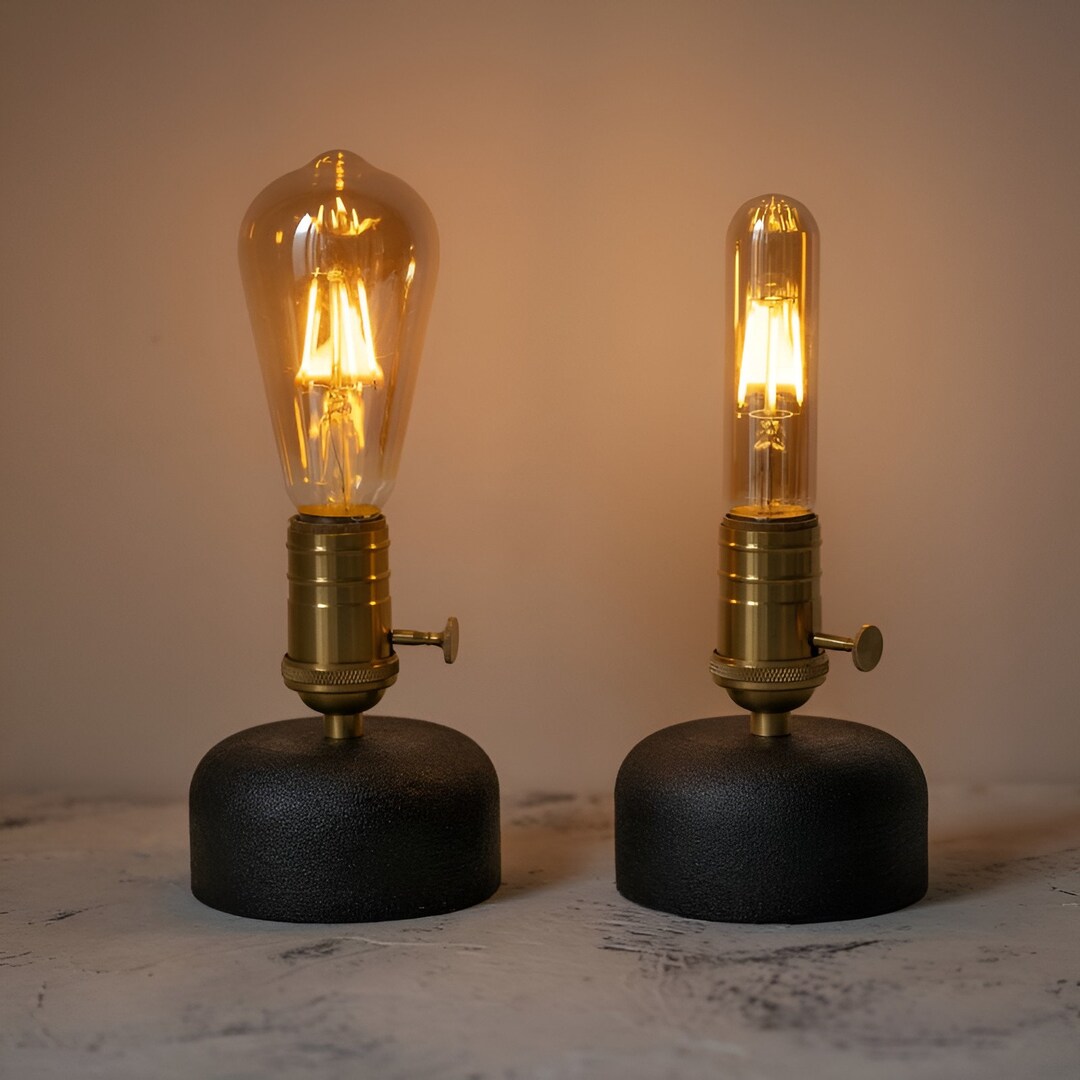 Battery Powered Cordless Light with Edison Style Bulbs Ideal for