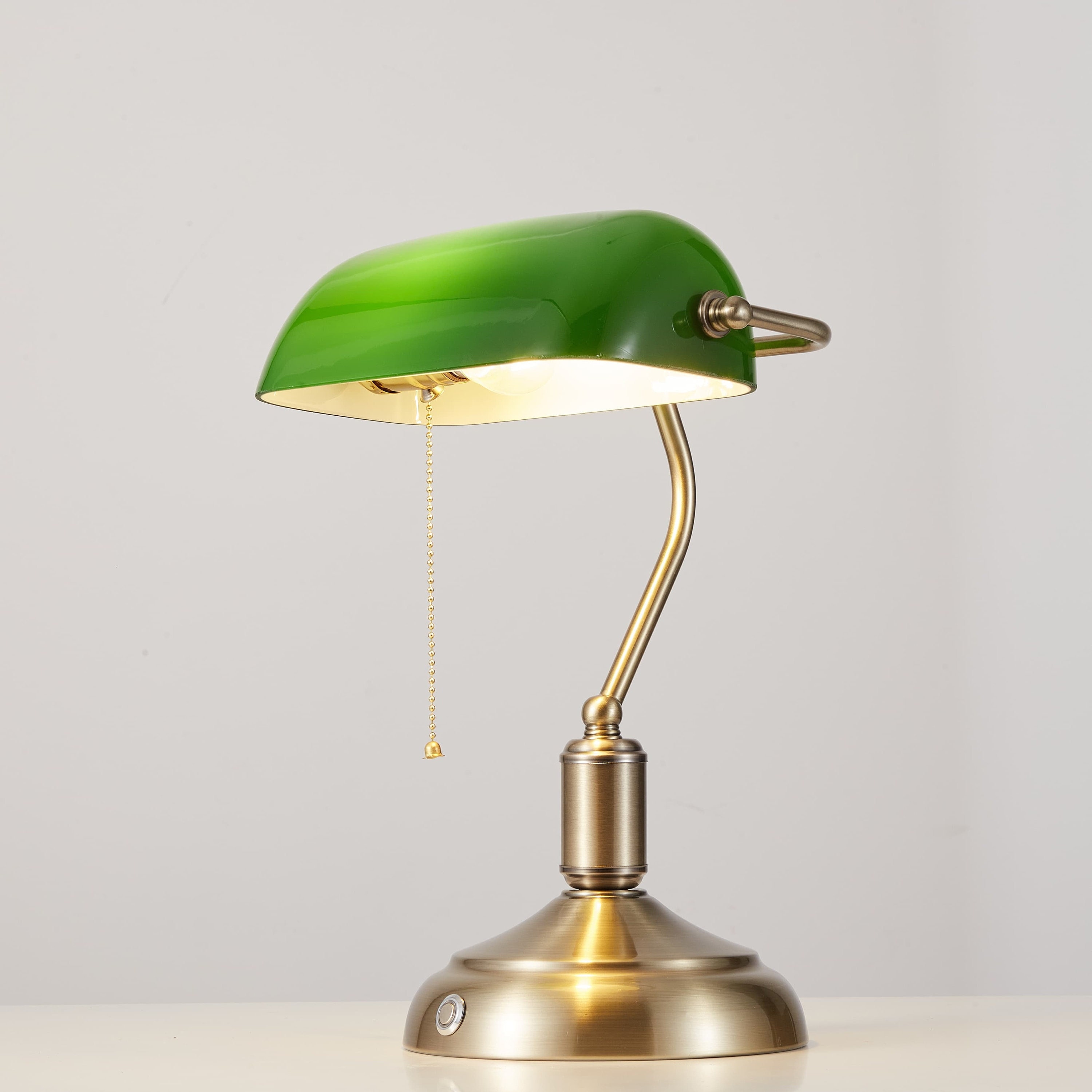 Lampe de Table de banquier sans fil, lampe de bureau de bibliothèque  Rechargeable, lampe à piles verte, lampe de chevet Portable en verre -   France