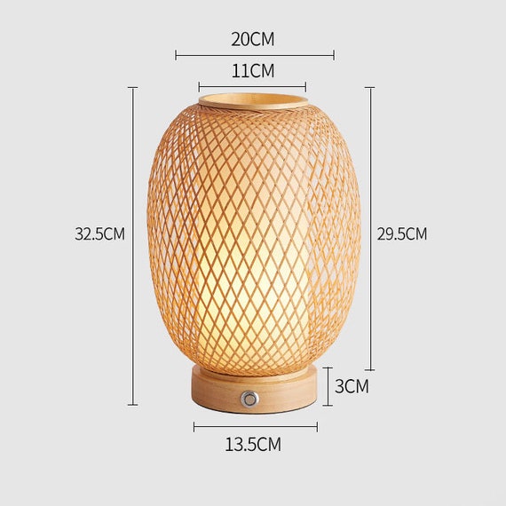 Cordless Table Lamp,battery Operated Lamp,bamboo Rattan Table Lamp,woven  Lamp Shade,japanese Lamp,chinese Lantern,bohemian,rustic Desk Lamp 