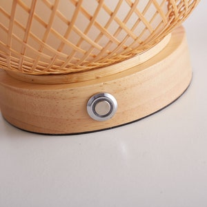 Hand Woven Bamboo Cordless Table Lamp with Rechargeable Battery image 8