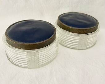 Dresser Vanity Powder Jar with Blue Lid