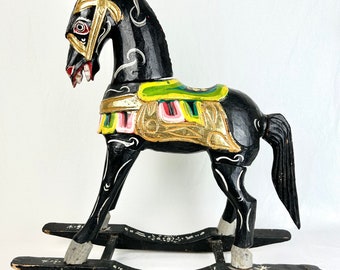 Vintage Folk Art Rocking Horse