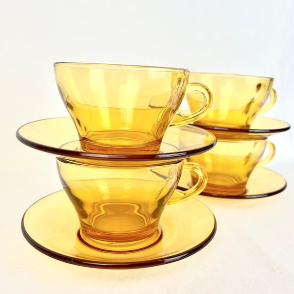 Vitrosax A Coffee Cups | Cups and Saucers | Set 4 | Bormioli (Italy)