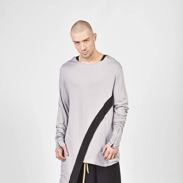 New 2016 Extravagant Cotton Asymmetric Grey Top by AakashaMen A02244M