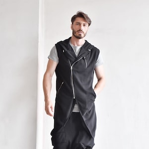 New Black Tеrry Cotton Sleeveless Coat A90547M