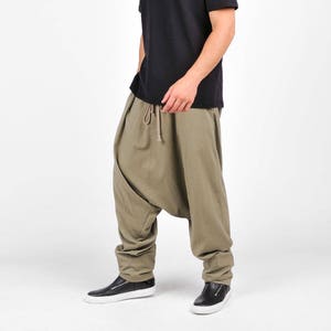 New Loose Drop Crotch Linen Harem Pants / Extravagant Drop Crotch Linen Wide Pants  by AakashaMen A05566M