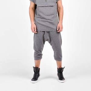 New Loose Casual Drop Crotch Mid Calf Pants with side pockets  by AakashaMen A90335