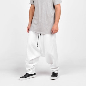 Loose  Drop Crotch Linen Harem Pants / Extravagant Drop Crotch Linen Wide Pants  by AakashaMen A05566M