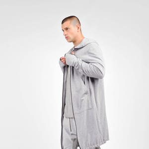 New Extra Long Cotton Hoodie with Thumb holes and side pockets  by AakashaMen A08336M