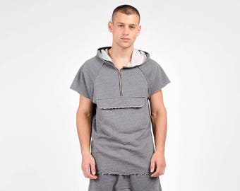 New Sleeveless Zipper Top/ Men's Asymmetric Sweatshirt Top / Extravagant Vest by AakashaMen