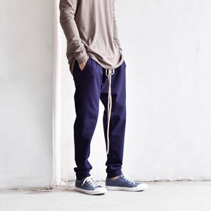 Casual Drop Crotch Harem Pants / Extravagant Drop Crotch Asymmetric Zipper Pants by  AakashaMen A05540M