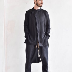 New Black Loose High Colar Shirt by AakashaMen A11706M