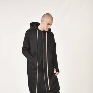 New Black Soft Cotton Hoodie with Thumb holes and side pockets  by AakashaMen A08514M