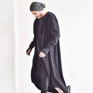 Oversize Knit Men cardigan with Leg Оpenings A06350M image 1