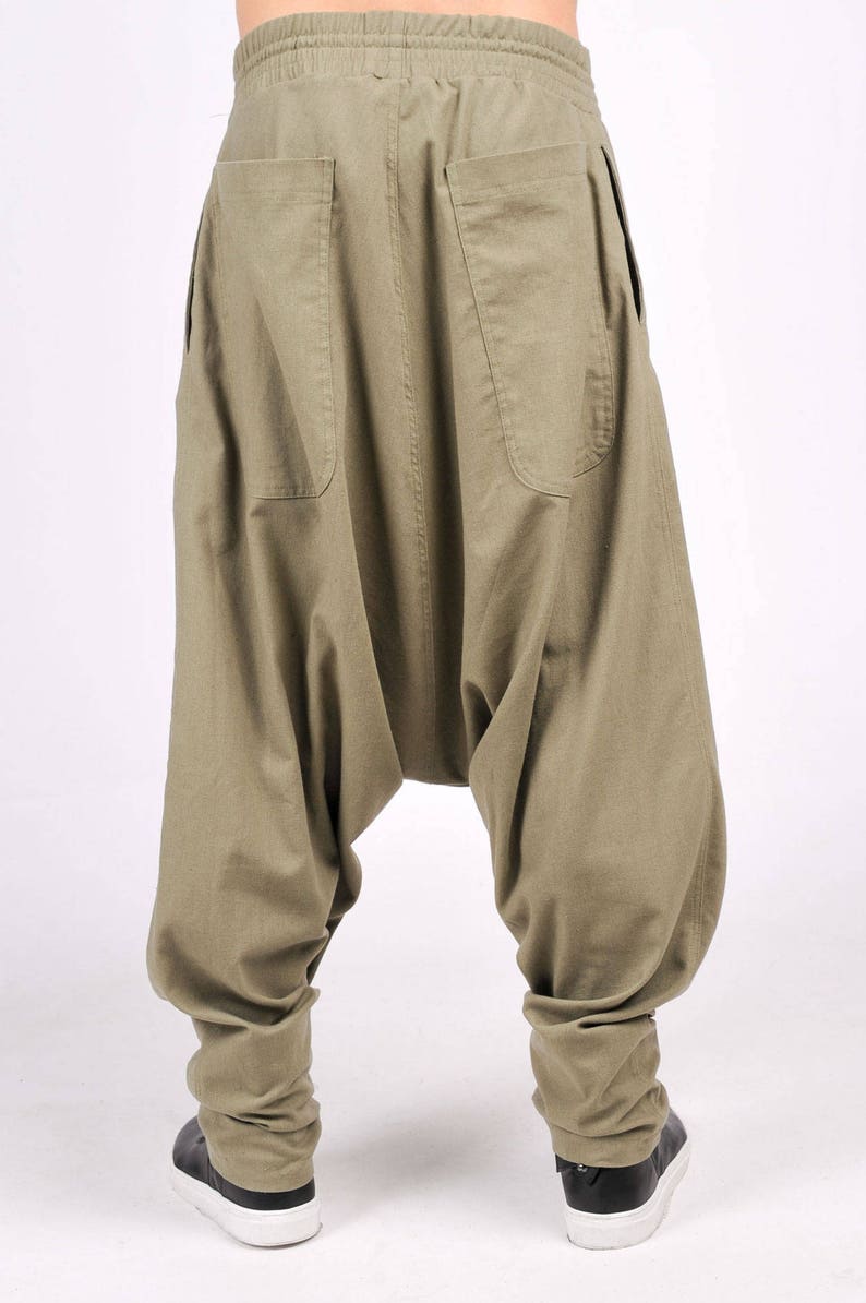 New 2016 Loose Drop Crotch Linen Harem Pants  Extravagant Drop Crotch Linen Wide Pants  by AakashaMen A05566M