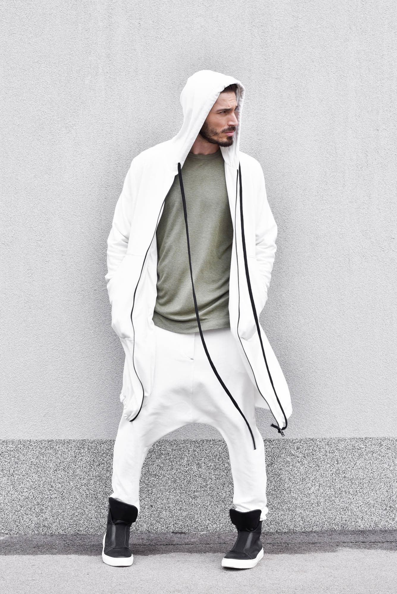 New Extra Long Cotton Hoodie With Thumb Holes and Side Pockets Etsy