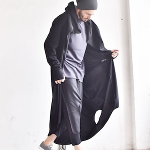 Oversize Knit Men cardigan with Leg Оpenings A06350M image 4