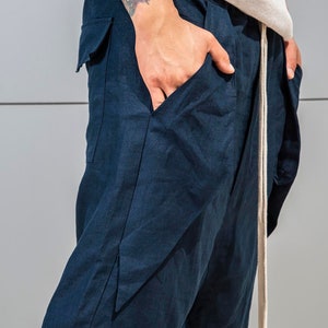 Linen Harem Pants with Deep Drop Crotch by AakashaMen A05462M image 5