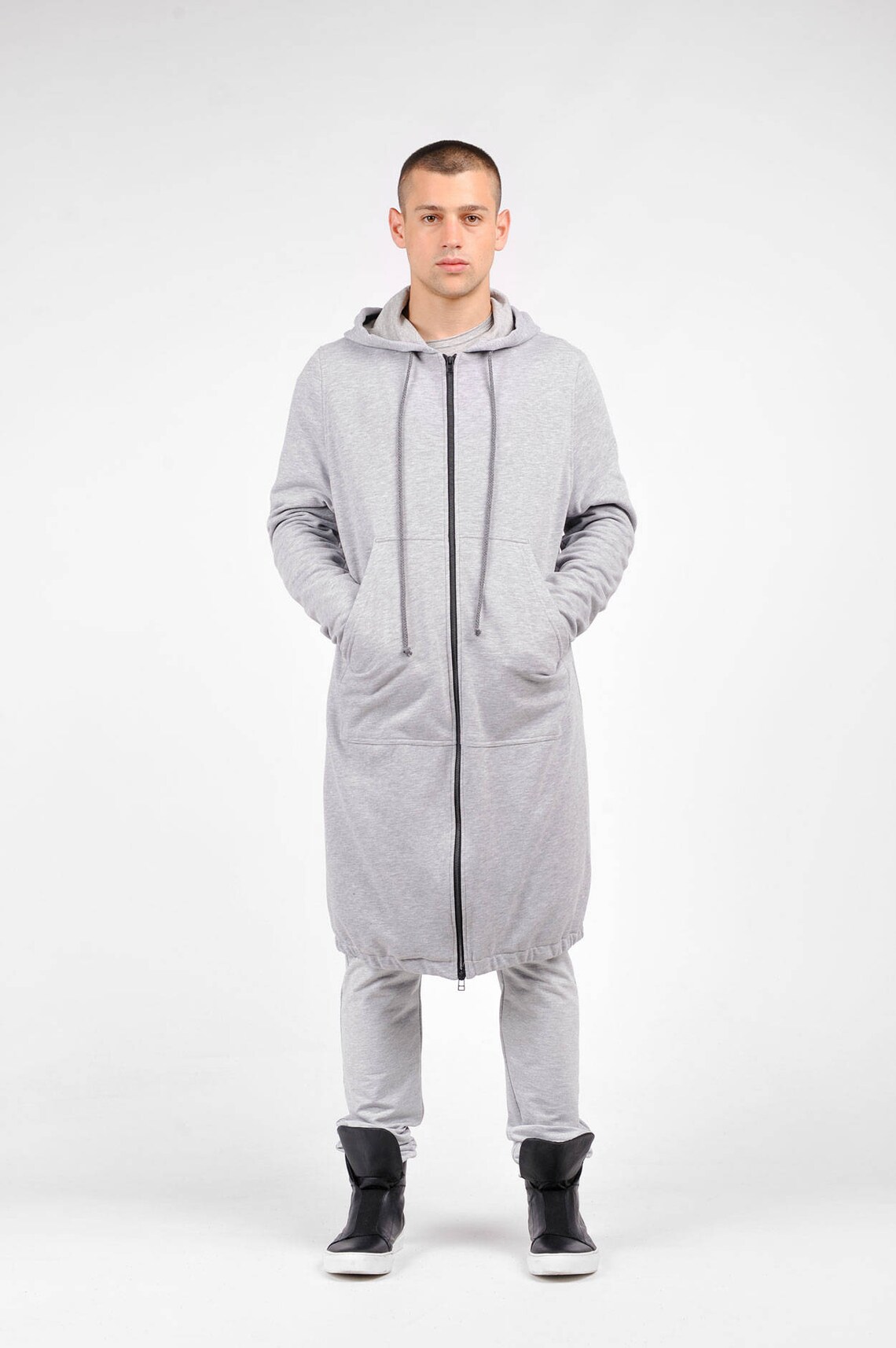 New Extra Long Cotton Hoodie With Thumb Holes and Side Pockets Etsy