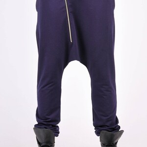 Casual Drop Crotch Zipper Harem Pants / Extravagant Drop Crotch Asymmetric Zipper Pants by AakashaMen A05368M image 6