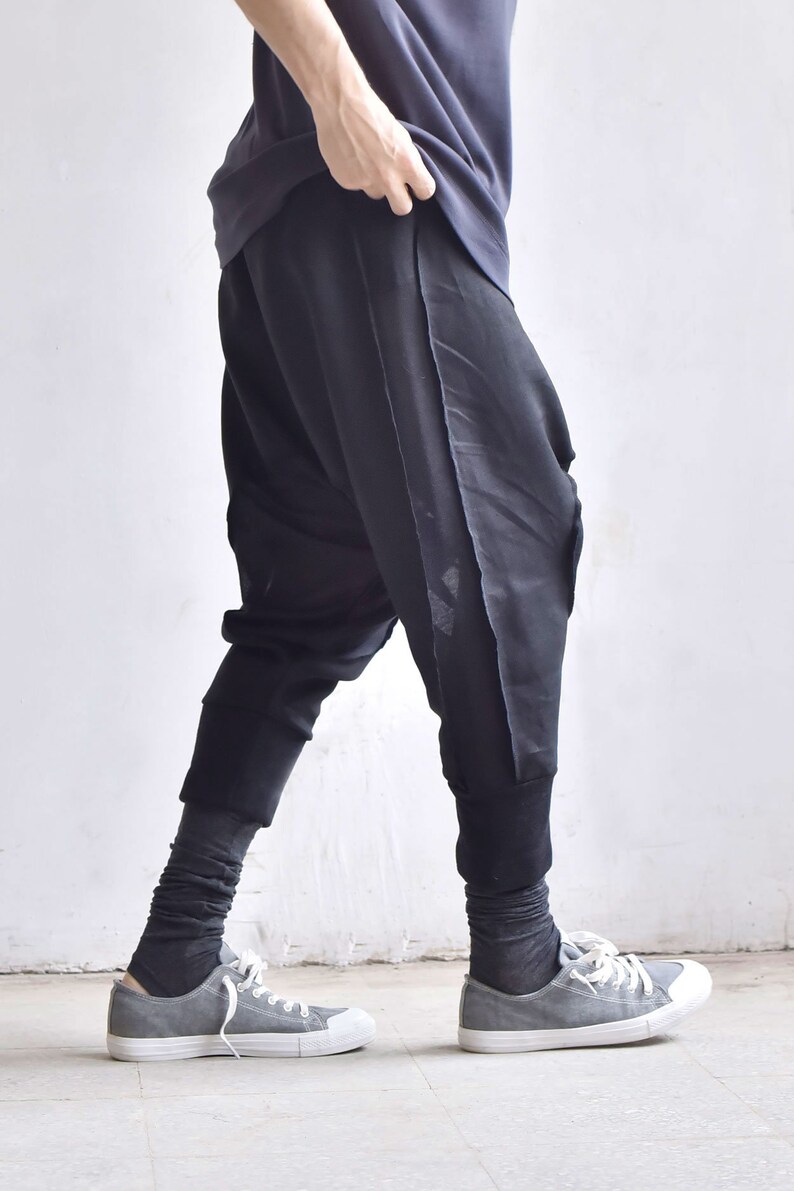 Drop Crotch Linen Knit Harem Pants A05167M Etsy