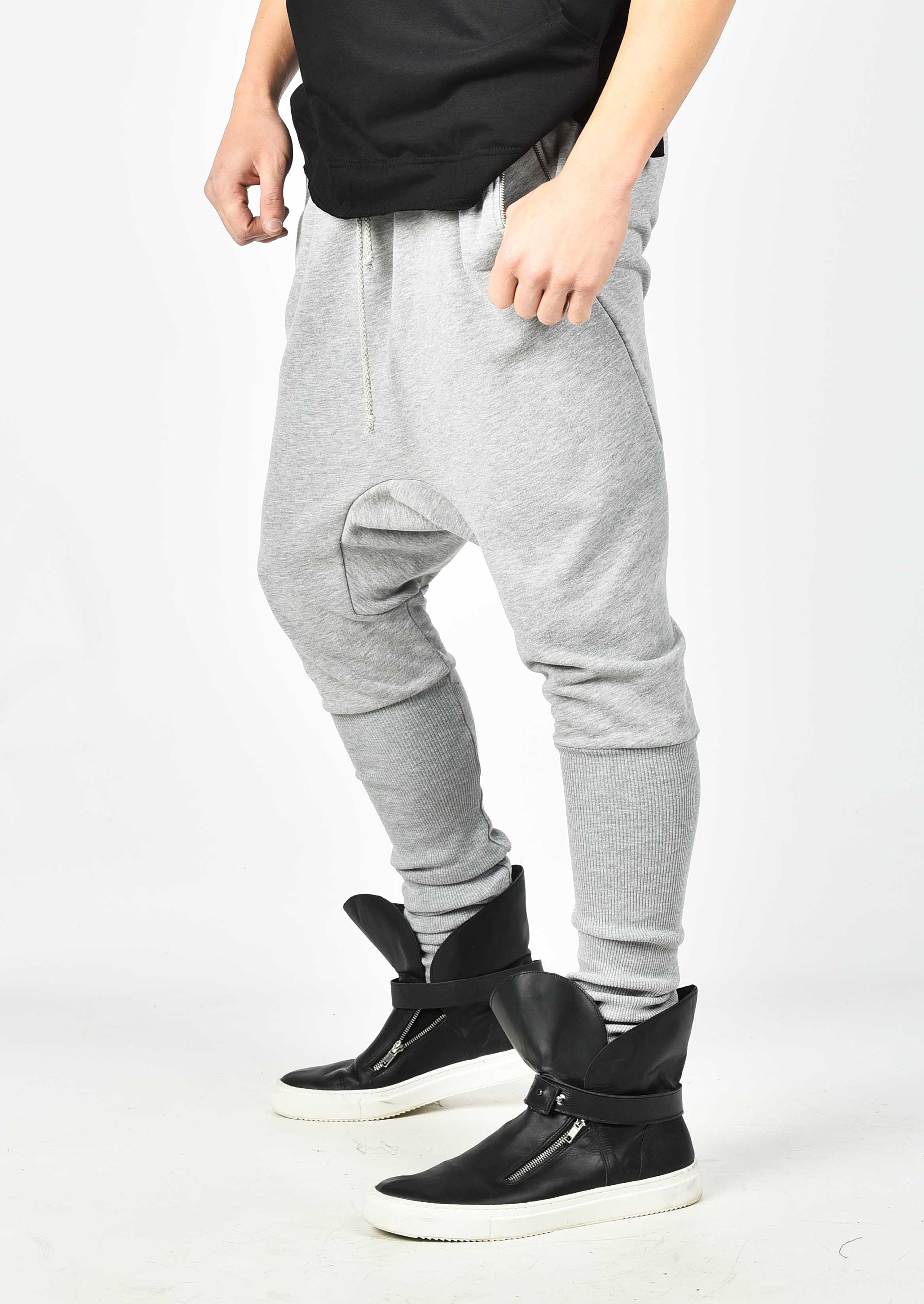 Slim Fit Extreme Drop Crotch Joggers in Charcoal