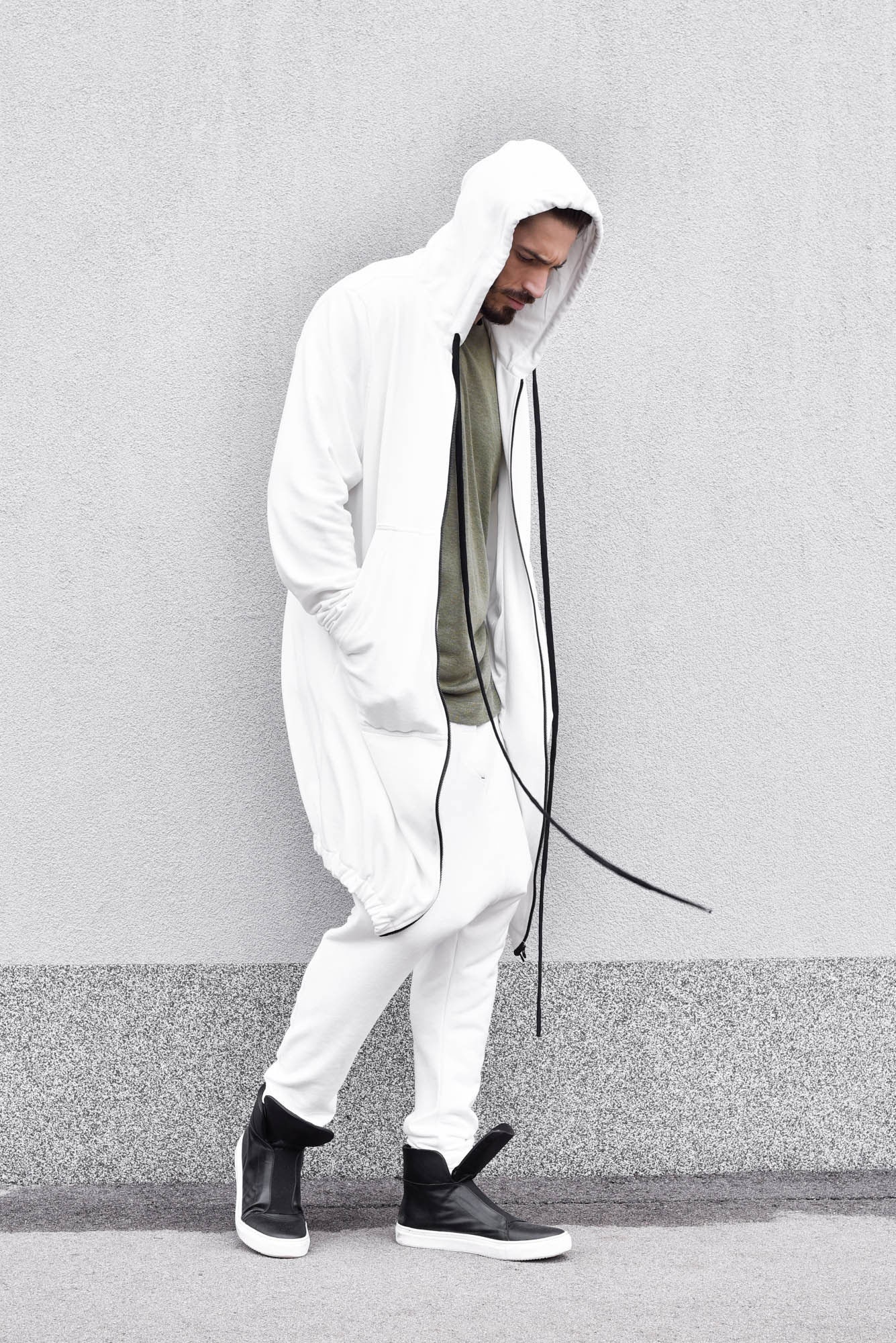 New Extra Long Cotton Hoodie With Thumb Holes and Side Pockets Etsy