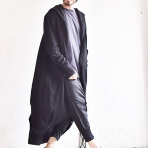 Oversize Knit Men cardigan with Leg Оpenings A06350M image 2