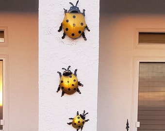 Metal Ladybugs.Ladybug Decor.Ladybug Wall Art. Ladybug Wall Decor.Ladybug Art. Ladybugs.Ladybug.Patio decor.Patio wall decor