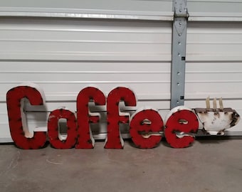 Metal Coffee Sign.Rustic Coffee Sign.Restaurant Signs.Coffee Signs.Large Coffee Signs|Kitchen signs.Cafe signs.Coffee decor. Coffee wall art