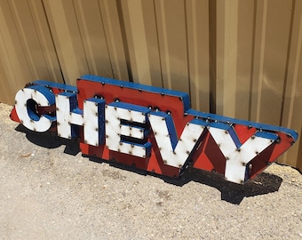 Rustic Metal Chevy Sign, Garage Decor, Man Cave
