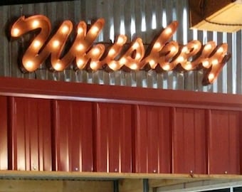 金属製ウイスキー看板| マーキーウイスキー看板。照明付きウイスキー看板|バー看板|ウイスキー装飾。ウイスキー看板。照明付きウイスキー看板。ウイスキー。ナッシュビル