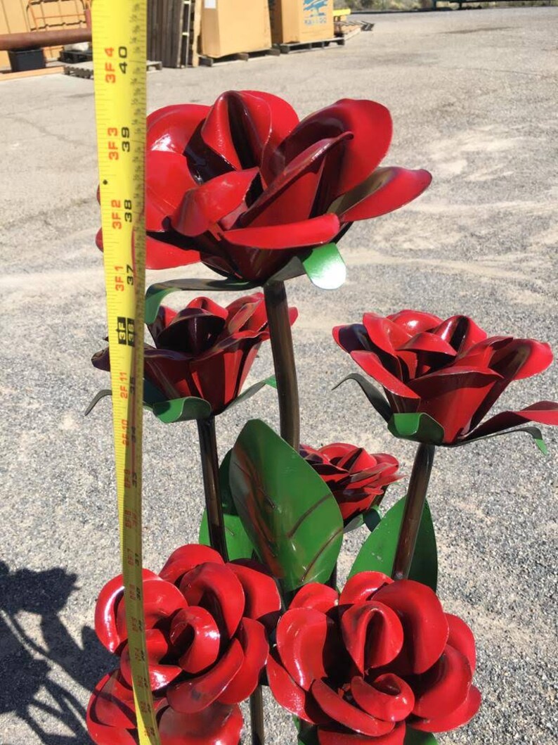 Metal Roses.metal Flowers.small Metal Roses.metal Yard Etsy