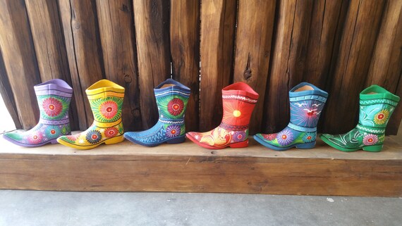 Ceramic Cowboy Boots Cowboy Boots Decor Cowboy Boots Metal Etsy