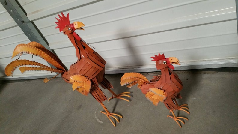 Rustic Metal Chickens Rustic Meta Roosters Garden Decor Rustic Rooster Decor Christmas Gift Idea Kitchen Decorrustic Metal Roosters