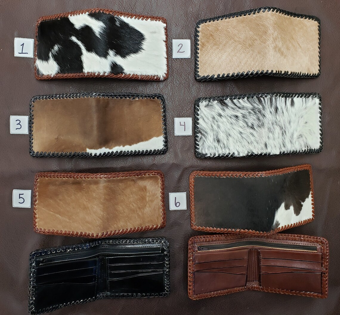 Cowhide Wallets.leather Cowhide Wallets.genuine Leather Etsy