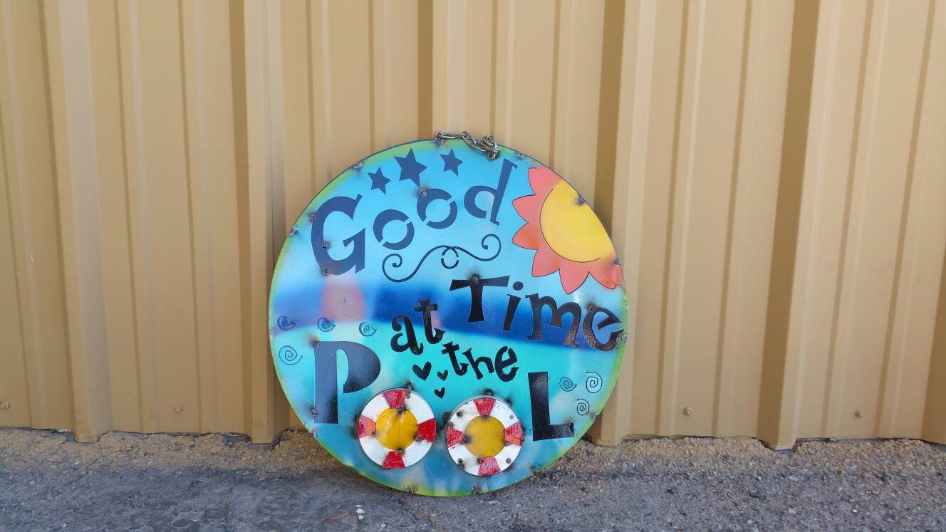 Rustic metal pool sign. Metal pool signs.Pool signs. Metal Art Etsy