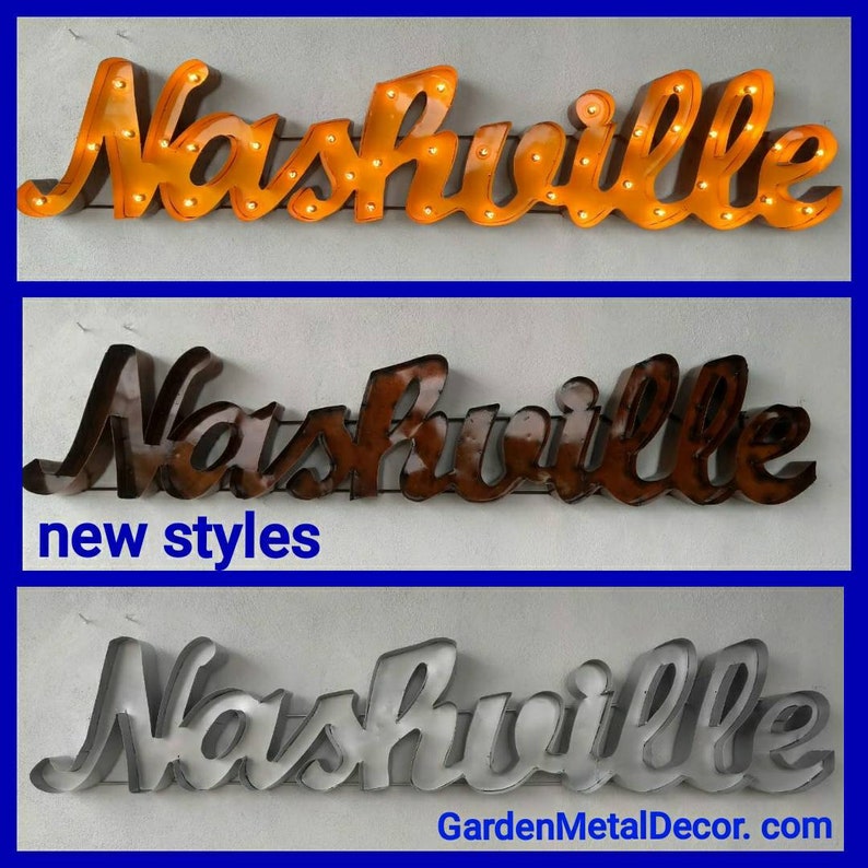 Small Nashville SignsRustic Nashville Signs Lighted Nashville Signs Nashville signsRustic Nashville SignNashville decor.Music City sign image 3