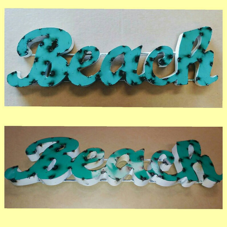 Beach Metal Sign Rustic beach sign Ocean Signs Beach Etsy
