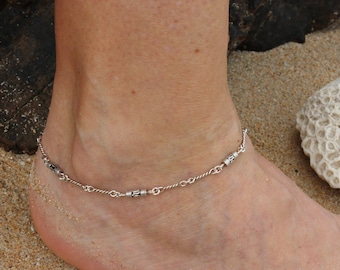sterling silver ankle bracelet handmade ajustable anklet ethnic ankle bracelet original sterling silver anklet for her