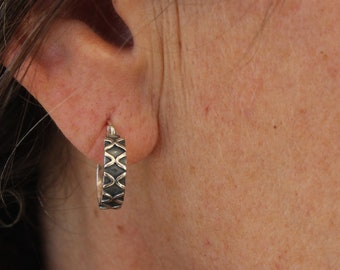 sterling silver hoop earring silver hoop earring for men single hoop earring handmade silver hoop earring,geometric tribal hoop earring