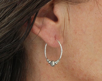 delicate sterling silver hoops earrings sold by one tiny silver loop earring for men silver hook earring ethnic silver beads hook earrings