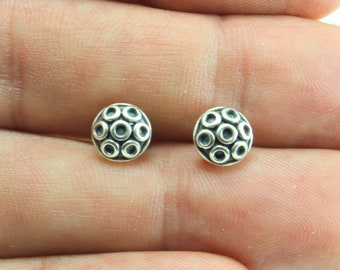 delicate sterling silver stud earrings for men,tiny men stud earring,handcrafted silver stud earring for male,ethnic stud,handmade earring