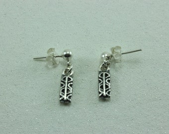 sterling silver stud earring for men handmade stud earring ethnic silver stud earring unisex silver jewelry for men,geometric silver earring