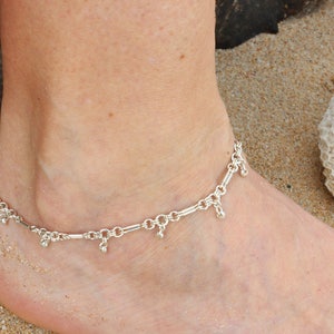 Ethno Silber Fußkettchen verstellbar Silber Fußkettchen Boho Fußkettchen handgemachte Silber Fußkette