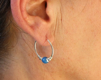 medium sterling silver loop earring,silver hoops earring for men,luminous ceramic beads delicate sterling,tiny silver hoops earrings