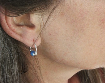 Small sterling silver loop earrings silver hoops earring for men woman silver loop earring tiny silver hoops earrings unisex silver loop
